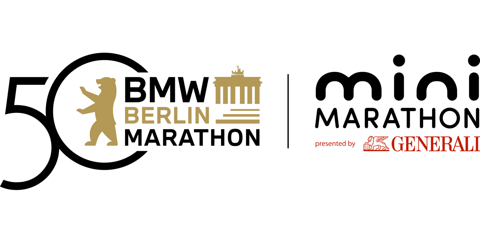 Logo BMW BERLIN-MARATHON Jubilaeum 2024 & Generali miniMARATHON