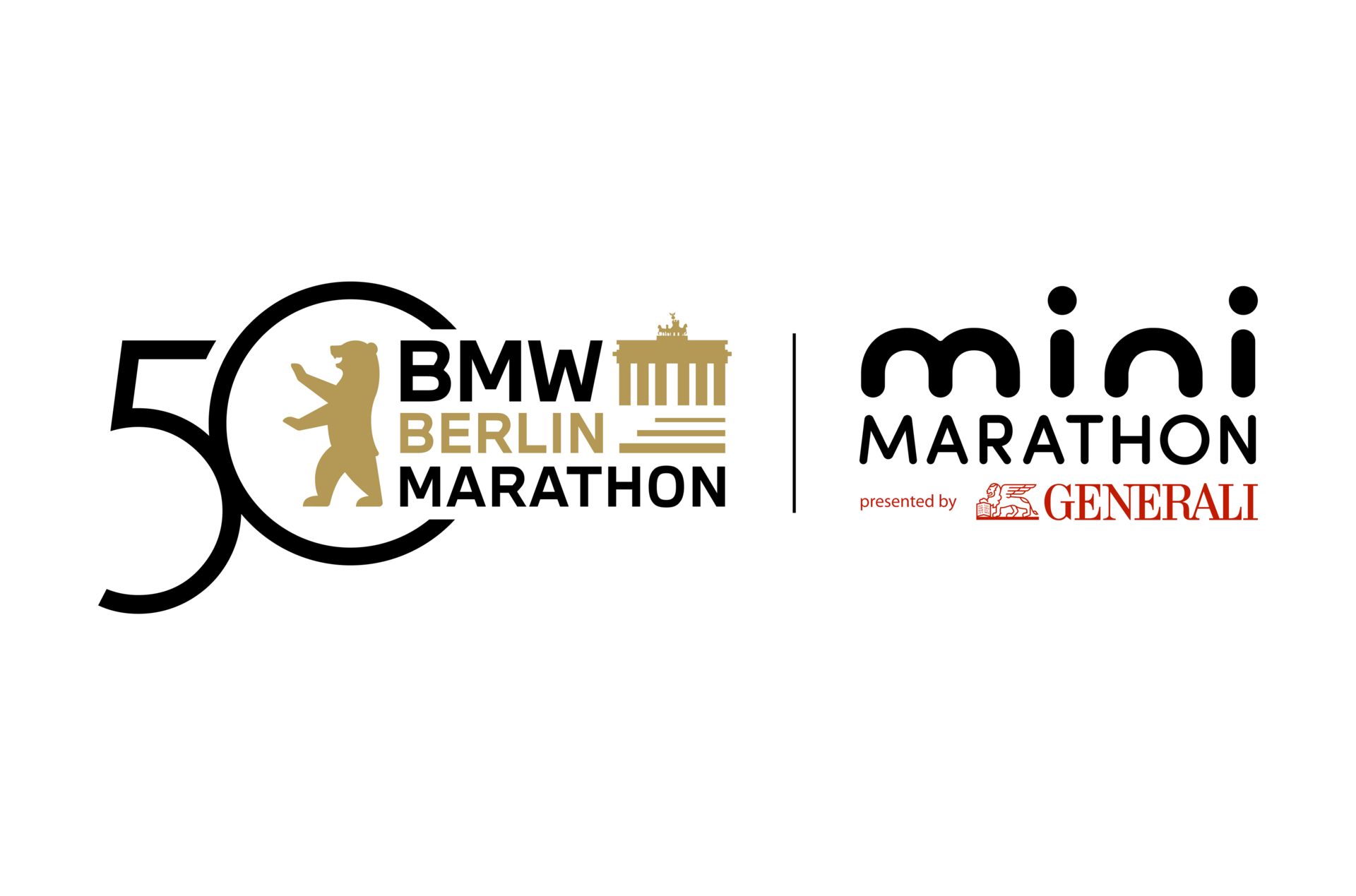 Logo BMW BERLIN-MARATHON Jubilaeum 2024 & Generali miniMARATHON